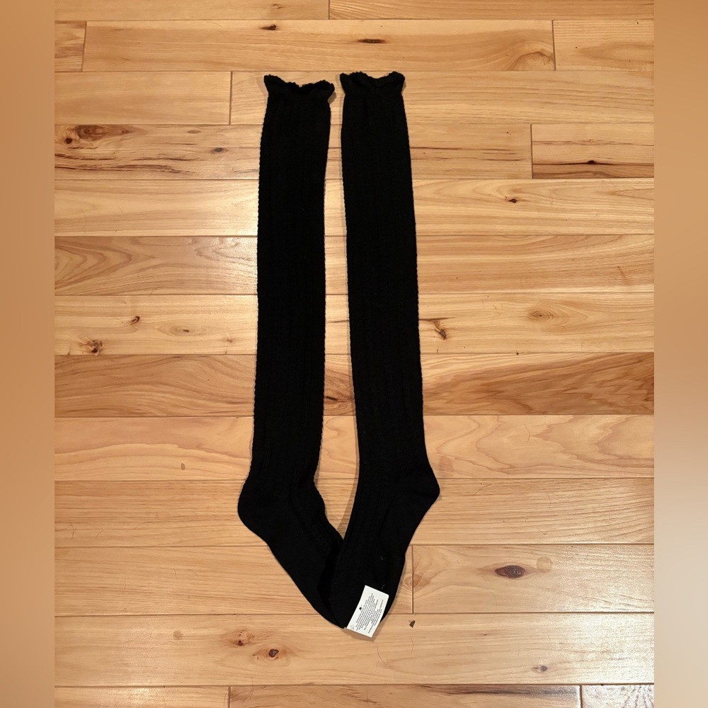 Free People Black Knit Knee Socks
